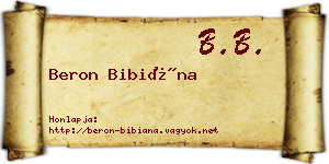 Beron Bibiána névjegykártya